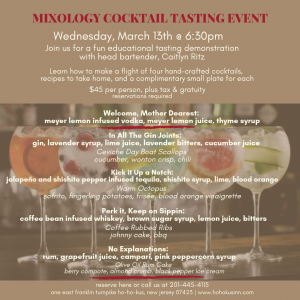 Cocktail tasting Hohokus Inn