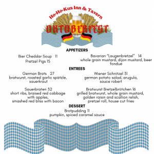 Oktoberfest menu 2019 hohokus inn