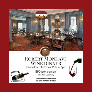 Robert Mondavi Wine dinner hohokus inn
