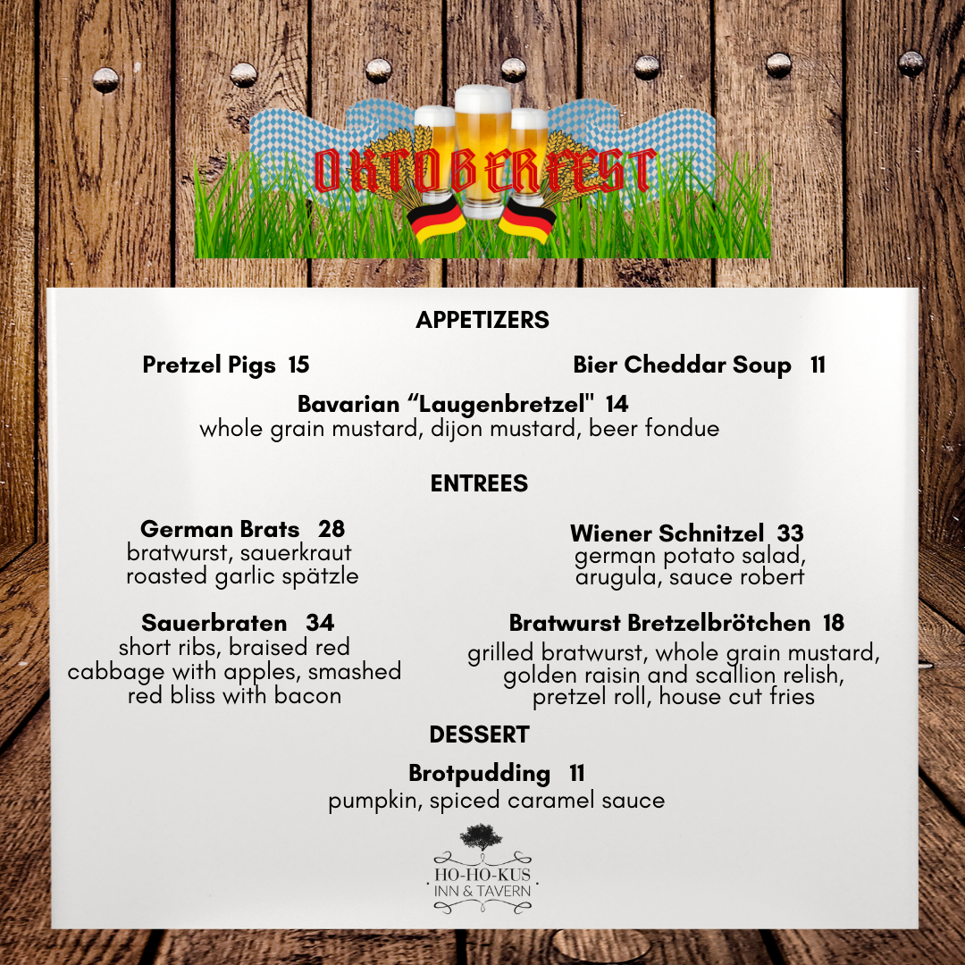 Oktoberfest 2021 MENU | The Ho-Ho-Kus Inn & Tavern